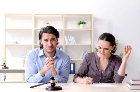 Young family in marriage divorce conceptの写真素材