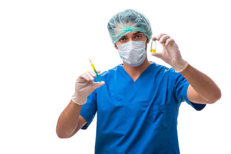Young handsome doctor isolated on whiteの写真素材