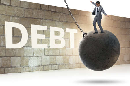 Debt and loan concept with businessman