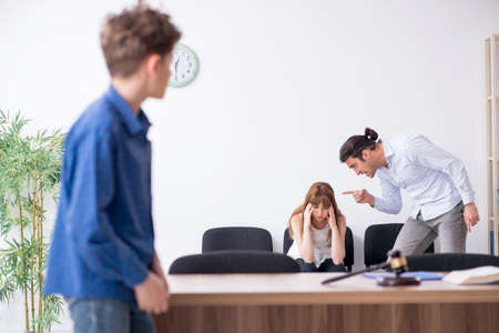 Divorcing family trying to divide child custodyの写真素材