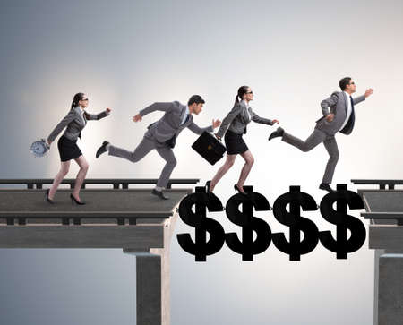Financial concept crossing dollar bridgeの写真素材