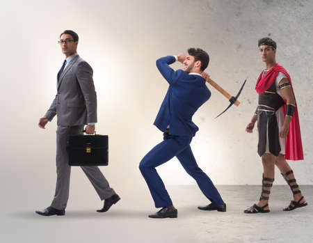 Progression of man mankind from ancient to modernの写真素材