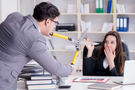 Office conflict between man and womanの写真素材