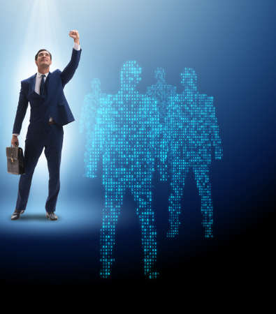 Businessman in the spotlight in business conceptの写真素材