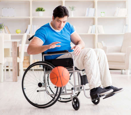 Young basketball player on wheelchair recovering from injury