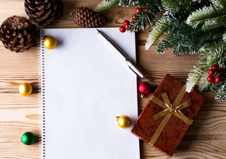 Blank message paper in christmas festive conceptの写真素材