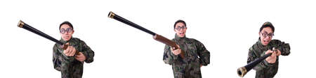 Funny soldier isolated on the whiteの写真素材