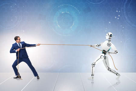 Competition between humans and robots in tug of war concept