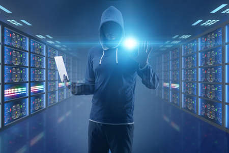 Hacker in digital security concept