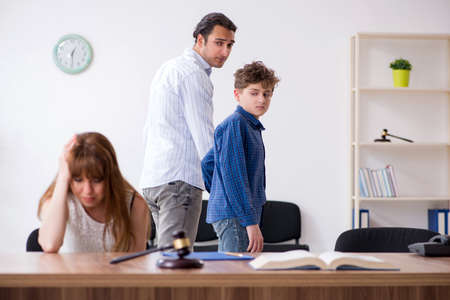Divorcing family trying to divide child custodyの写真素材