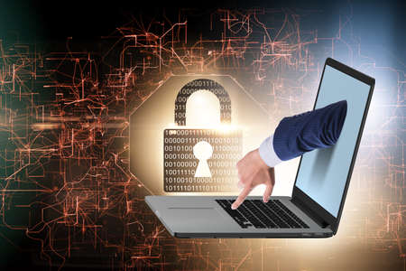 Hacker man trying to steal personal data