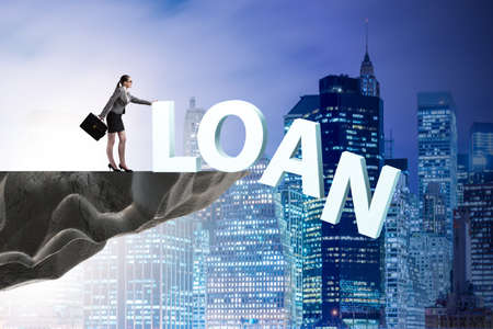 Debt and loan concept with businesswomanの写真素材