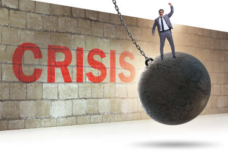 Businessman in crisis management concept