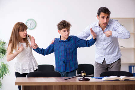 Divorcing family trying to divide child custodyの写真素材