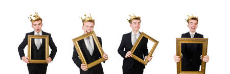 Concept of king businessman with crownの写真素材