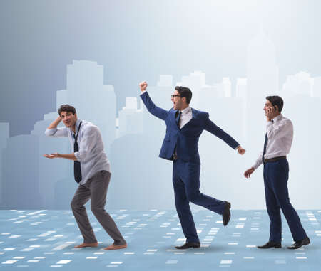 Business concept with man progressing through stagesの写真素材