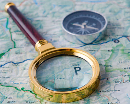 Travel concept with compass and map