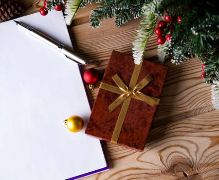 The blank message paper in christmas festive conceptの写真素材