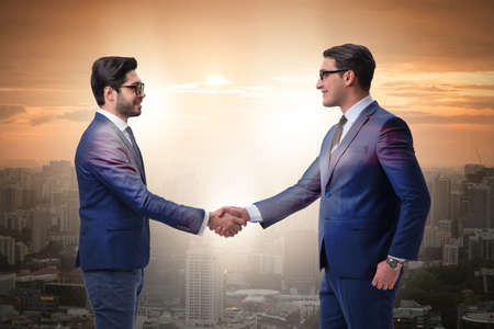 Businessman shaking hands in agreementの写真素材