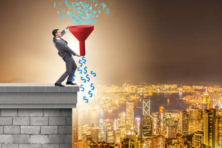 Data monetization concept with funnel and businessmanの写真素材