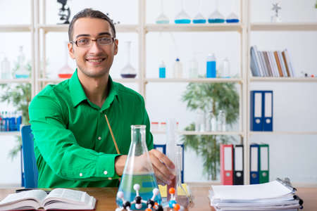 Chemistry student studying for examsの写真素材