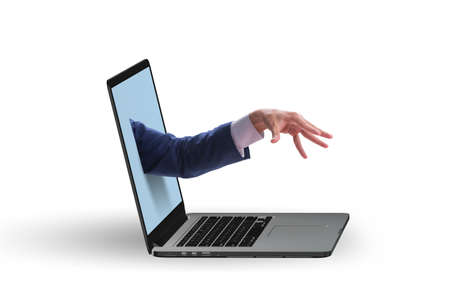 The hacker man trying to steal personal dataの写真素材