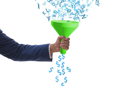 Data monetization concept with the funnel and businessmanの写真素材