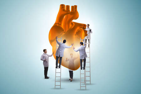 Heart examination by a team of doctors