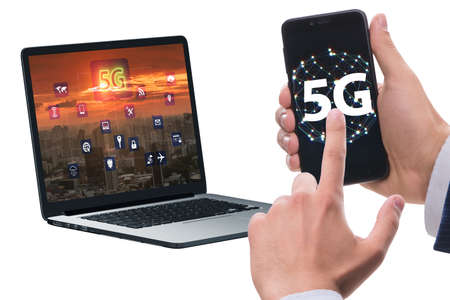 5G technology concept - high internet speedの写真素材