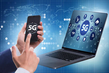 5G technology concept - high internet speedの写真素材
