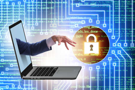 The hacker man trying to steal personal data