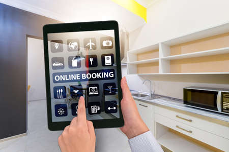 The concept of online hotel bookingの写真素材