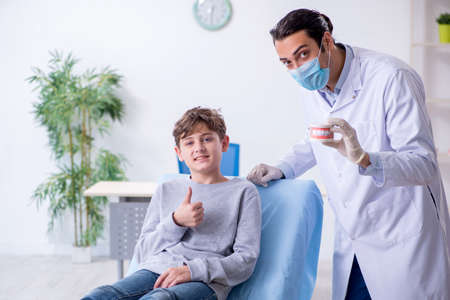Young boy visiting doctor in hospital