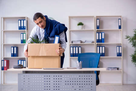 Young employee being made redundantの写真素材