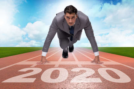 Businessman in new year 2020 conceptの写真素材