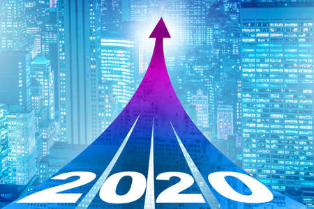Year 2020 concept with arrows going up