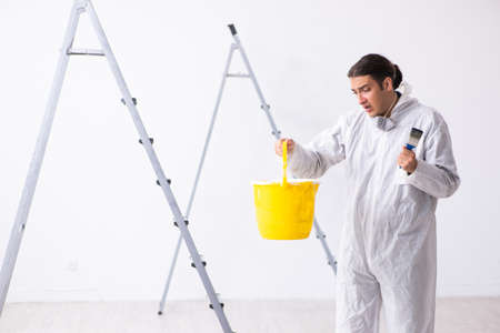 Painter working at construction siteの写真素材