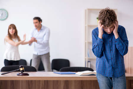 Divorcing family trying to divide child custodyの写真素材