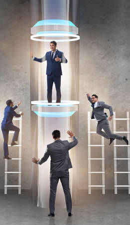 Businessmen in accelerated and fast promotion conceptの写真素材