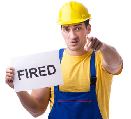 Repairman fired from his job isolatedの写真素材