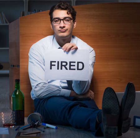 Employee fired during crisis drinking in stress and despair