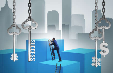 Businessman in key to financial success conceptの写真素材