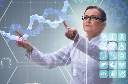 The woman doctor in telemedicine mhealth conceptの写真素材