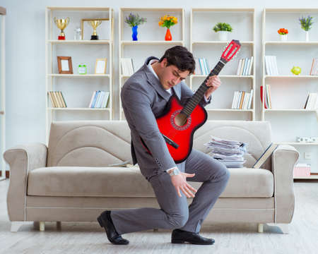 Businessman celebrating going on vacationの写真素材