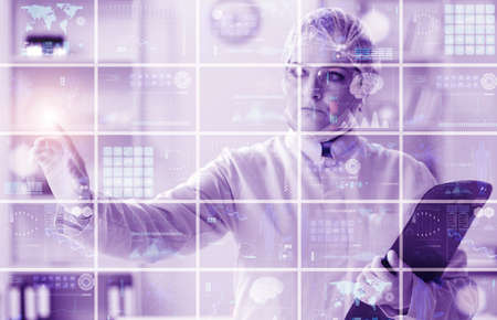 Woman doctor in telemedicine mhealth conceptの写真素材