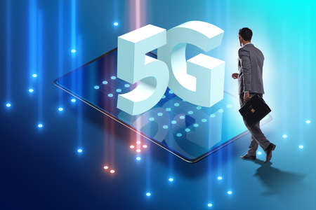 Businessman in 5g high internet speed concept