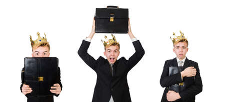 Concept of king businessman with crownの写真素材