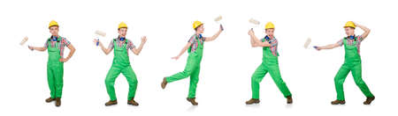 Funny painter isolated on whiteの写真素材