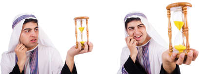 Arab man thinking about passage of timeの写真素材