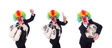 Businessman clown isolated on whiteの写真素材